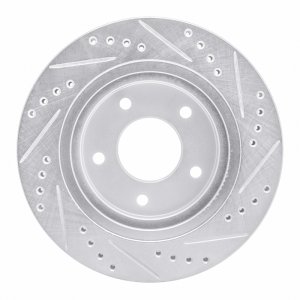 Buick Regal Brake Rotor (1) - Front Left - R1 Concepts - Drilled & Slotted - Silver - `94-`01